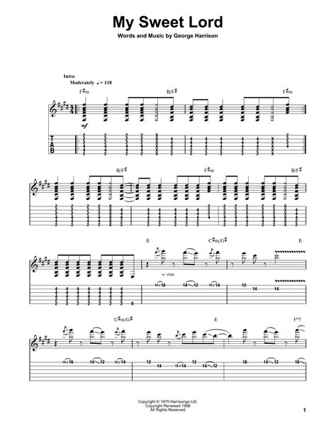 My Sweet Lord by George Harrison - Guitar Tab Play-Along - Guitar ...