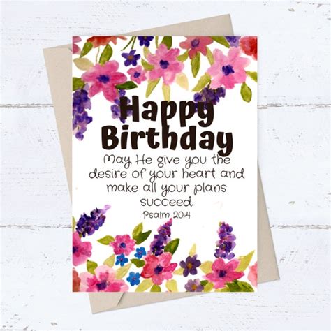 Religious Birthday Card Floral Christian PRINTABLE Birthday - Etsy