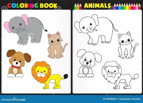 Animaux De Livre De Coloriage Illustration de Vecteur - Illustration du ...