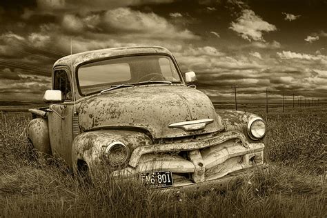 Sepia Tone Abandoned Chevy Pickup Truck Photograph by ... - Saiin Ahmadnur