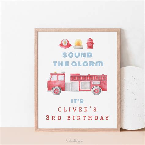 Firetruck Birthday Welcome Sign, Fire Department Party Poster, Fireman Welcome Sign, Printable ...