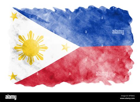 Philippines flag is depicted in liquid watercolor style isolated on ...