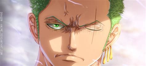 green eyes, green hair, One Piece, Roronoa Zoro, scars | 2382x1079 ...