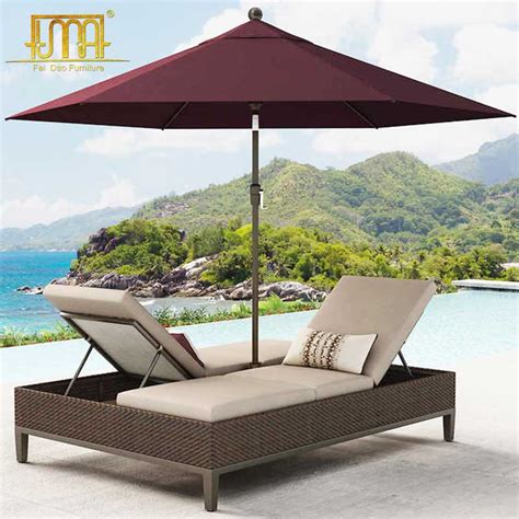 Double Sun Lounger with Canopy Adjustable Both Side Backrest