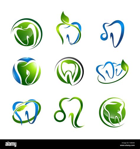 Tooth logo set Dental medical healthcare concept design. Symbol graphic template element Stock ...