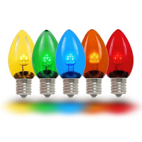 Multi Colored LED C7 Glass Christmas Bulbs - Novelty Lights