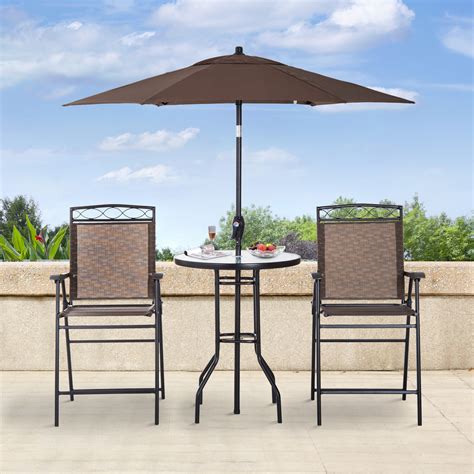 4 Pcs Outdoor Garden Folding Umbrella Table Chair Patio Dining Bistro Set Steel 842525119788 | eBay