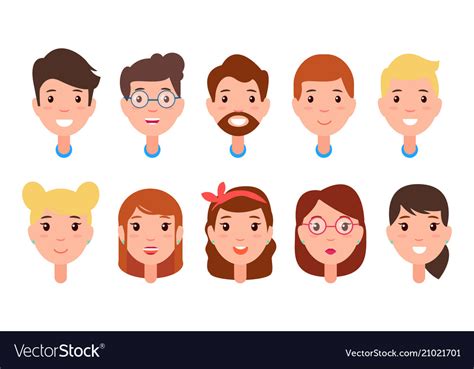 Set of women and men faces character constructor Vector Image