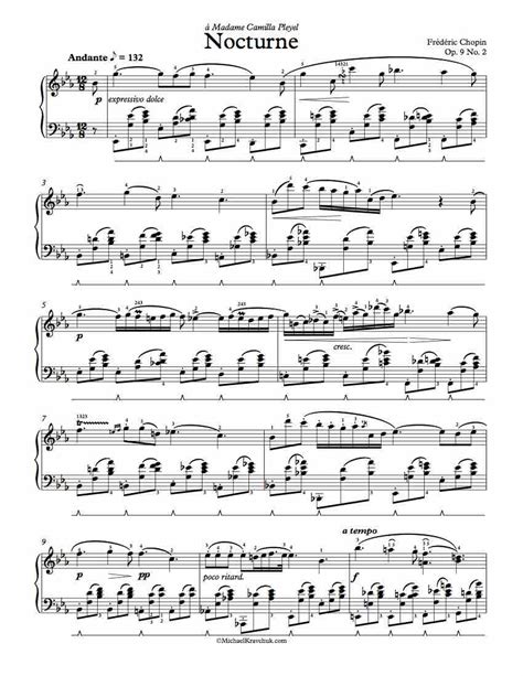 Free Piano Sheet Music - Chopin Nocturne Op. 9, No. 2