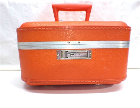 Vintage Biltmore Orange Travel Train Vanity Cosmetic Hard Case Luggage ...