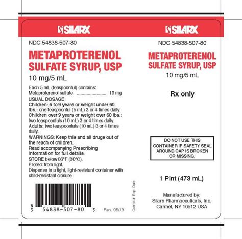 Metaproterenol Syrup - FDA prescribing information, side effects and uses