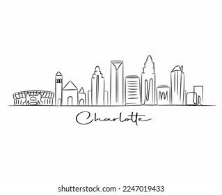 Charlotte Skyline Outline Doodle Line Art Stock Vector (Royalty Free) 2247019433 | Shutterstock