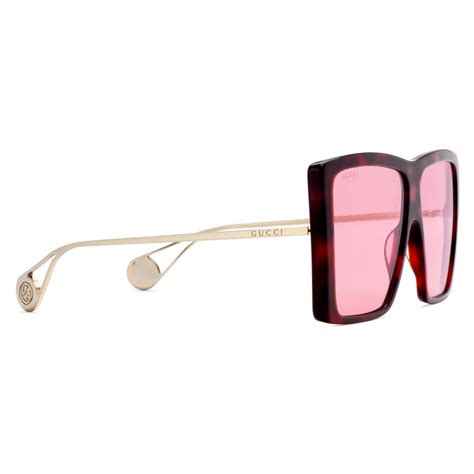 Gucci - Square-Frame Sunglasses - Cherry Red - Gucci Eyewear - Avvenice