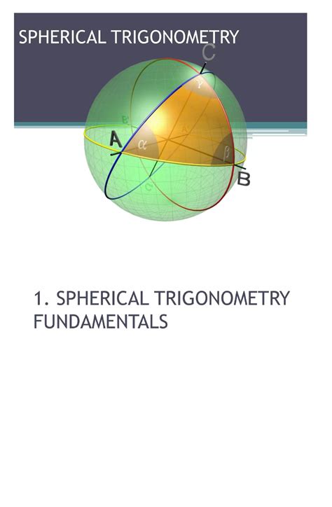 Educ216 - Spherical Trigonometry Concepts and Example - Studocu