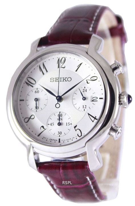 Seiko Quartz Chronograph Leather Strap SRW875P2 Women's Watch - ZetaWatches