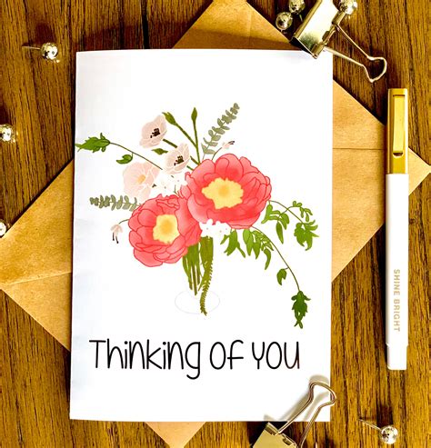 Thinking of You Card Cards for Friends Floral Card | Etsy