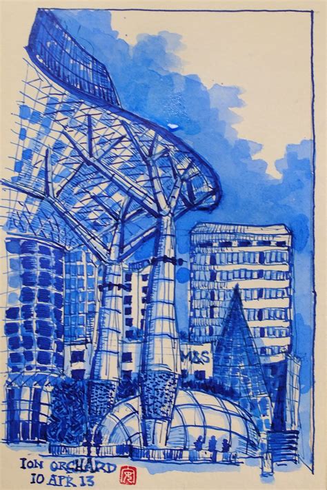 Urban Sketchers Singapore : Daler Rowney Blue Ink Sketches Series 1