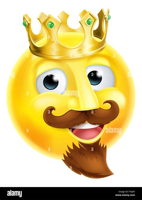 A cartoon king emoji emoticon character with a gold crown and a beard Stock Photo - Alamy