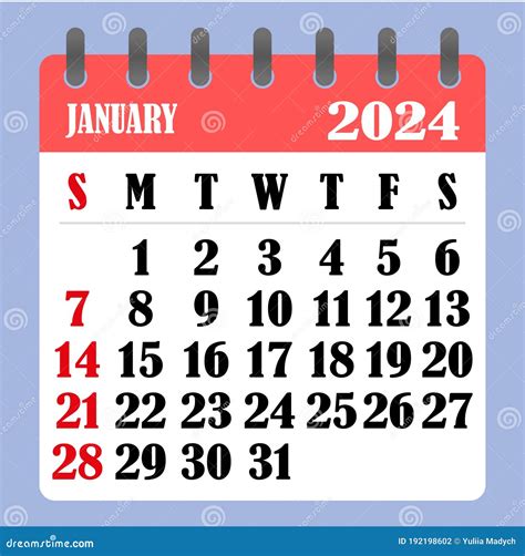 Letter Calendar for January 2024. the Week Begins on Sunday. Time, Planning and Schedule Concept ...