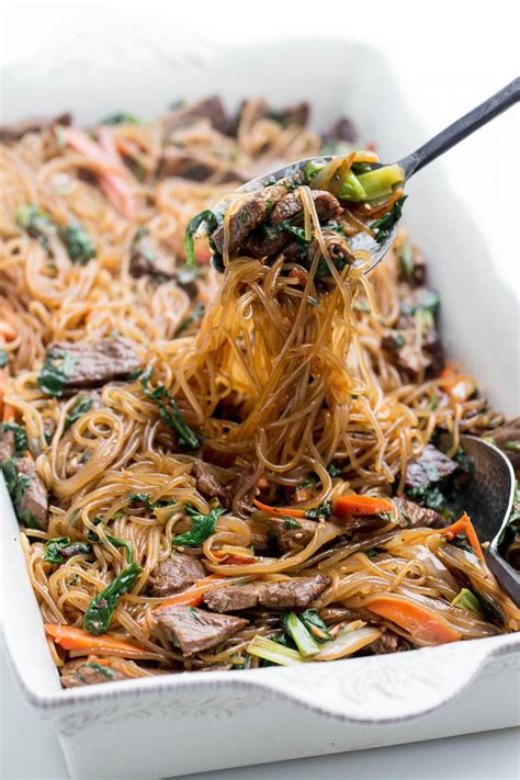 Japchae (Korean Stir-Fried Glass Noodles) - Momsdish