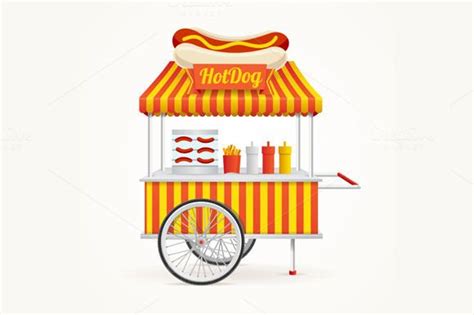 Hot Dog Street Market Stall Vector