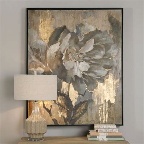 Elegant Flower Artwork with Metallic Gold Highlights | Scenario Home