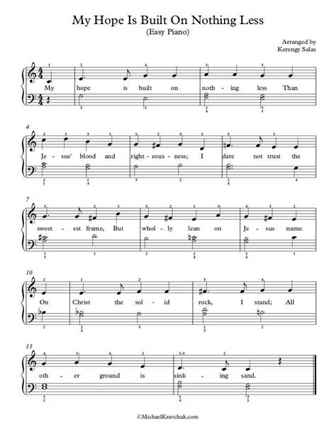 Free Piano Arrangement Sheet Music – My Hope Is Built On Nothing Less – Michael Kravchuk