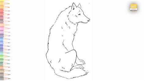 Sitting Wolf Drawing