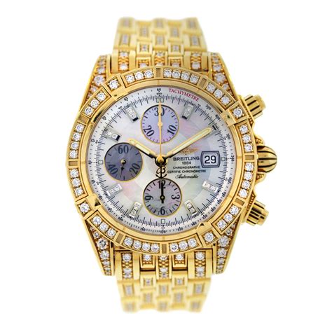 Breitling Chronomat Evolution K13356AJ All Diamond 18k Gold Watch