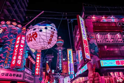 The Neon Lights of Osaka's Tsūtenkaku Tower in Japan | Behance