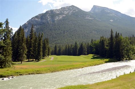 39 Mount Rundle, Banff Springs Golf Course And Spray River From Below Banff Springs Hotel in Summer