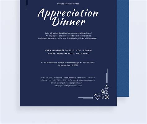 Appreciation Dinner Invitation Template in Illustrator, Pages, PSD, Publisher, Word - Download ...