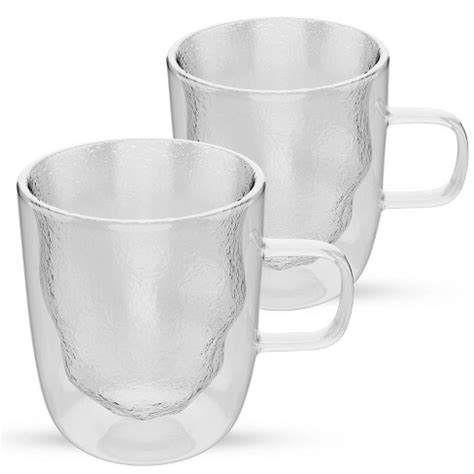 Elle Decor Insulated Coffee Mug, Set Of 2, Double Wall Crushed Design ...