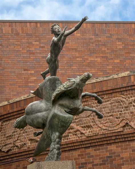 `Pegasus and Man` Bronze Sculpture by Carl Milles in 1949, Now at the Hilton Hotel Anatole in ...