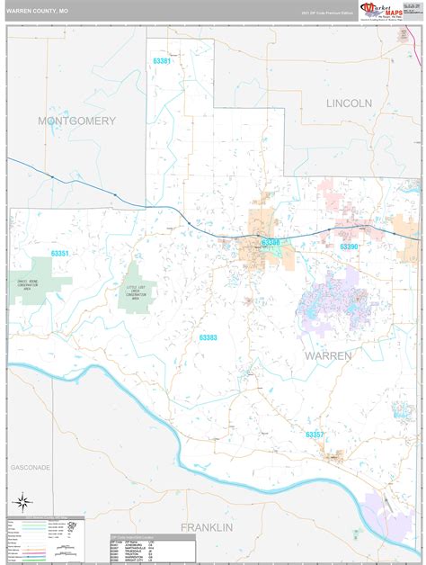 Warren County, MO Wall Map Premium Style by MarketMAPS - MapSales.com