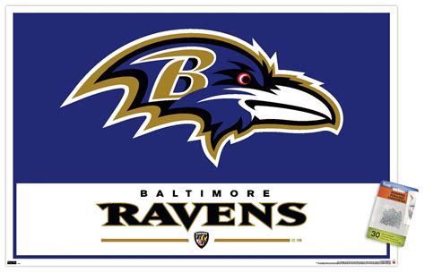 NFL Baltimore Ravens - Logo 21 Wall Poster with Pushpins, 22.375" x 34 ...