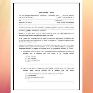 Book Publishing Contract Template Editable Instant Download | Etsy