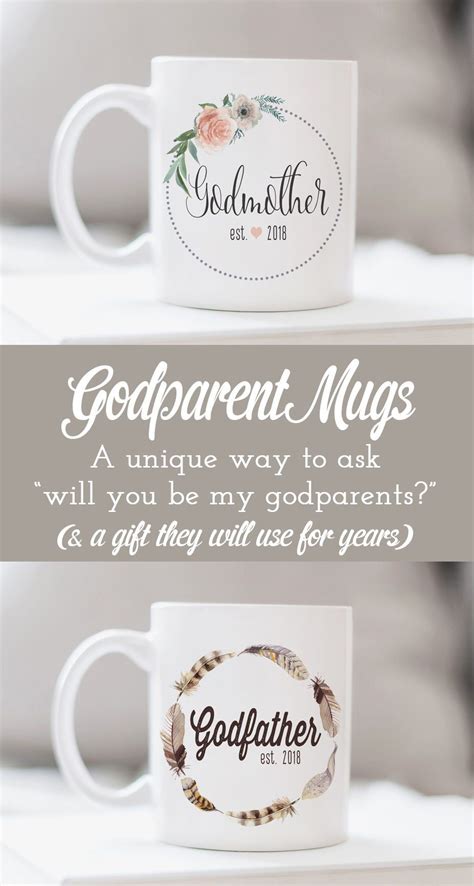 These godparent mugs make a unique godparent proposal or request to ask "will you be my ...