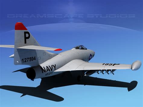 Panther F9f Jet Fighter 3d Model