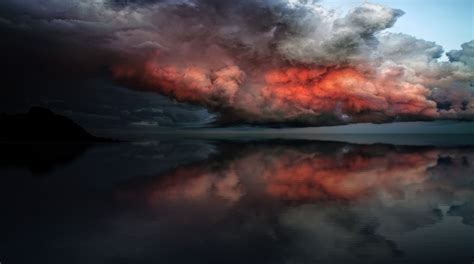 Storm Red Clouds Touching Ocean, HD Nature, 4k Wallpapers, Images ...