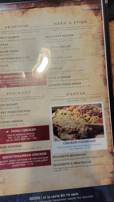 Menu at Broadway Diner restaurant, Bartow