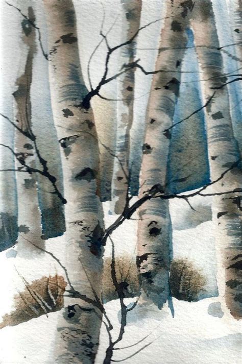 Winter Watercolor, Winter Painting, Watercolor Trees, Watercolor Landscape, Landscape Art ...