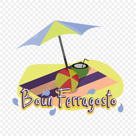 Beach Illustration Clipart Hd PNG, Boun Ferragosto Beach Illustration ...