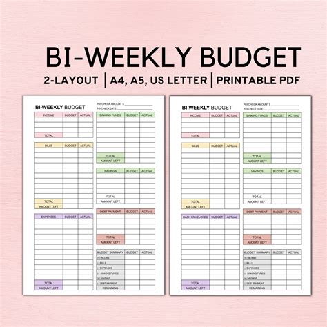 Bi Weekly Budget Planner Template Paycheck Budget Printable - Etsy