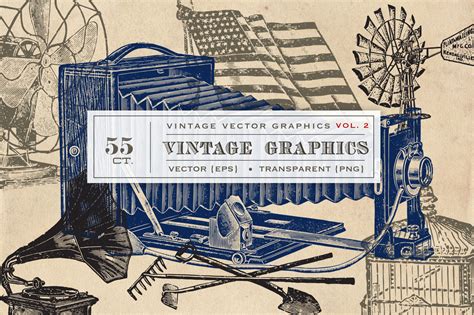 55 Vintage Vectors Graphics Vol. 2 ~ Graphic Objects ~ Creative Market