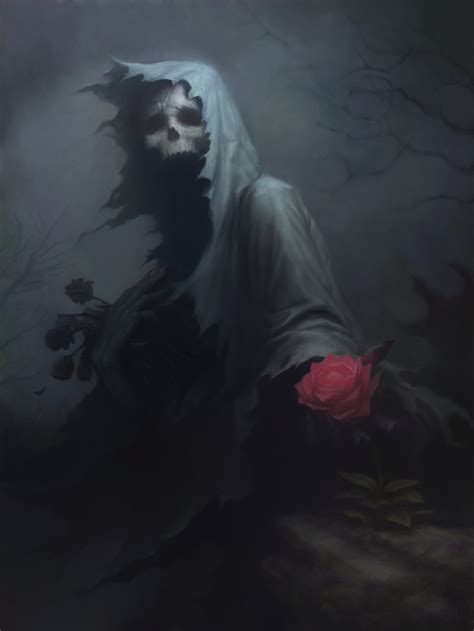 drawing, Death, Fantasy art, Rose, Skull, Dark Wallpapers HD / Desktop ...