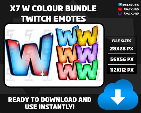 X7 W Emote Colour Bundle Twitch Emote Discord Emote - Etsy