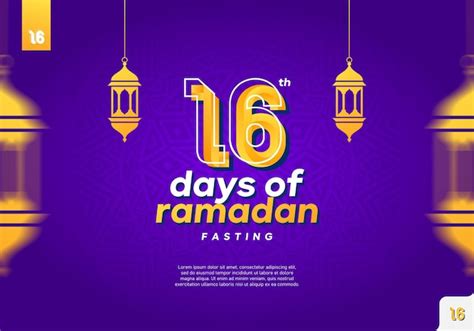 Premium Vector | A purple poster with the number 16 days of ramadan ...