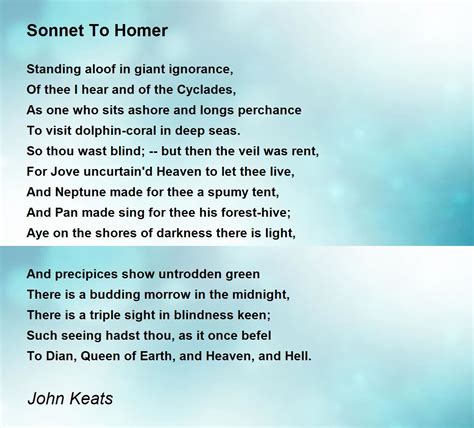 Sonnet To Homer Poem by John Keats - Poem Hunter