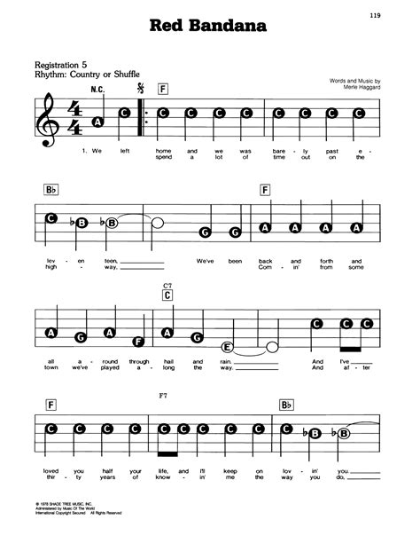 Red Bandana Sheet Music | Merle Haggard | E-Z Play Today
